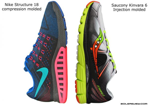 Compression and injection molded EVA midsole