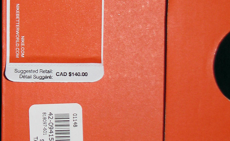 nike shoes retail price