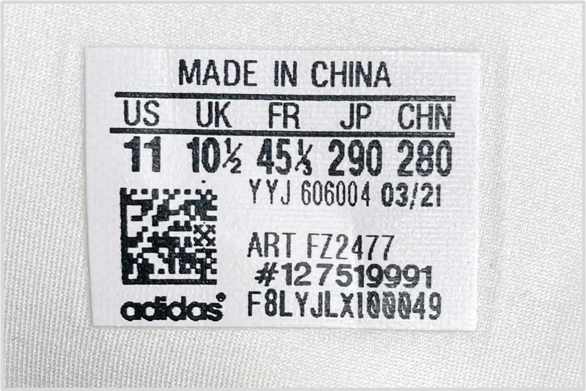 adidas size label