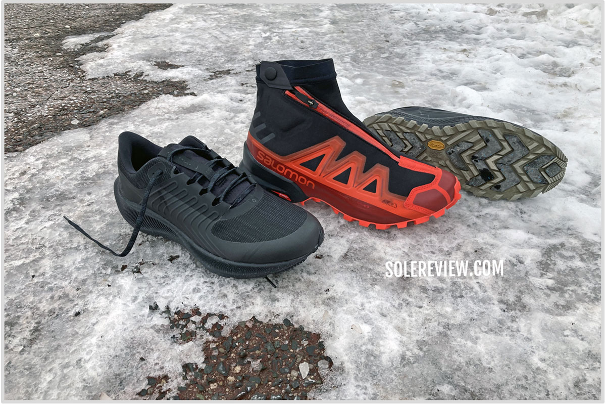 winter trail running shoes with spikes